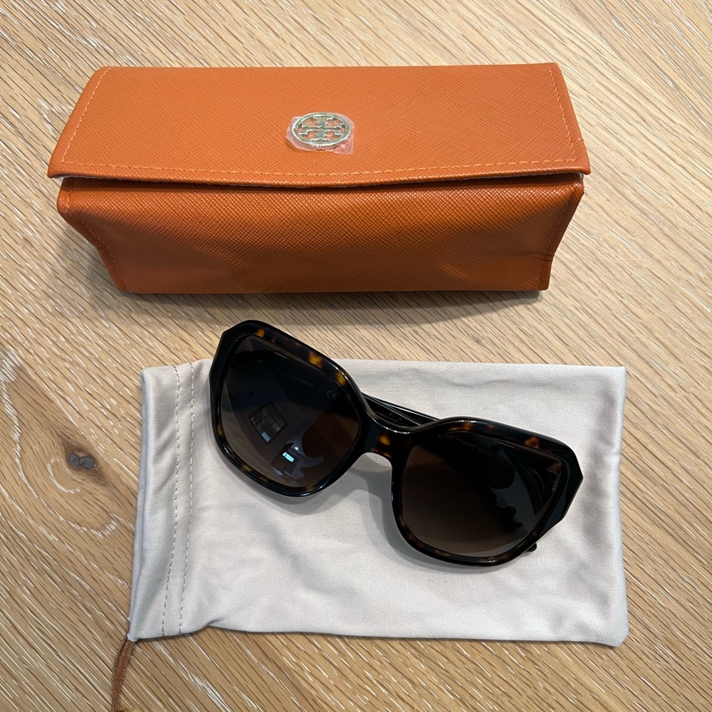 Tory Burch Tortoise Sunglasses with Orange Case